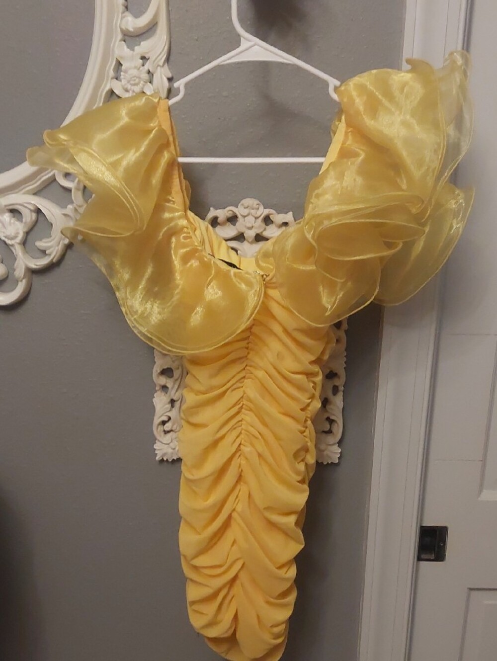 ASOS Yellow Organza Ruffle Mini Dress - Picture 3 of 4